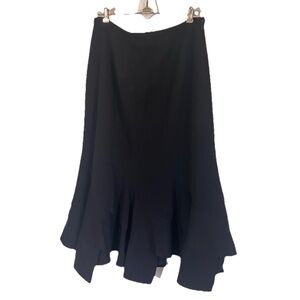 Fluted Vintage Midi Skirt Black Sz 10 Maakif Classic Career Wear Office Twirl
